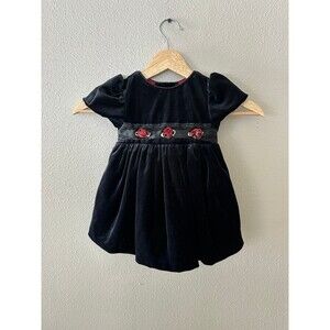 Vintage 90s Target Baby Girls Velvet Christmas Holiday Dress Size 12MO
